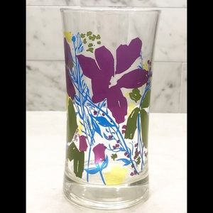 Vintage Mid Century Set of 6 Juice Glasses, Purple Yellow Floral